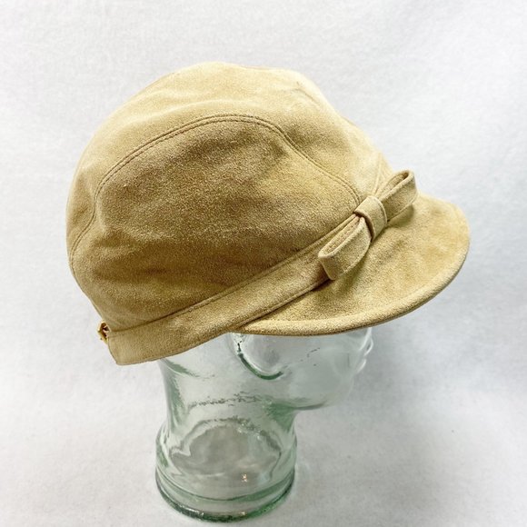 Eric Javits Tan Leather Suede Newsboy Cap OS main image 7